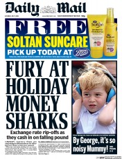 Daily Mail (UK) Newspaper Front Page for 9 July 2016