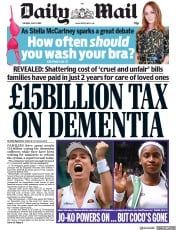 Daily Mail (UK) Newspaper Front Page for 9 July 2019