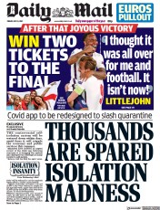 Daily Mail (UK) Newspaper Front Page for 9 July 2021