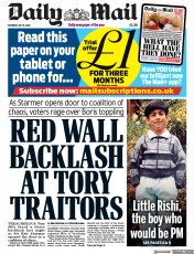 Daily Mail (UK) Newspaper Front Page for 9 July 2022