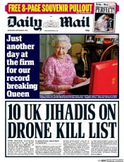 Daily Mail (UK) Newspaper Front Page for 9 September 2015