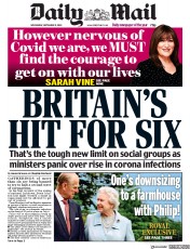 Daily Mail (UK) Newspaper Front Page for 9 September 2020