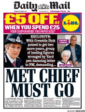 Daily Mail (UK) Newspaper Front Page for 9 September 2021