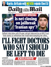 Daily Mail (UK) Newspaper Front Page for 9 September 2023