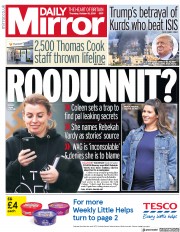 Daily Mirror (UK) Newspaper Front Page for 10 October 2019