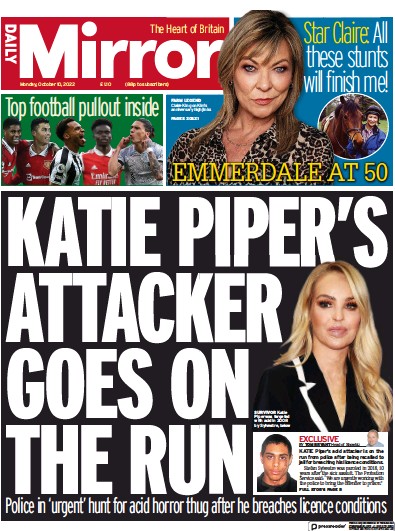 Daily Mirror Newspaper Front Page (UK) for 10 October 2022