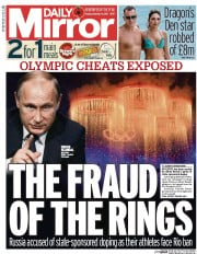 Daily Mirror (UK) Newspaper Front Page for 10 November 2015