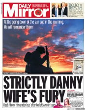 Daily Mirror (UK) Newspaper Front Page for 10 November 2018
