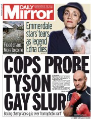 Daily Mirror (UK) Newspaper Front Page for 10 December 2015