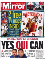 Daily Mirror (UK) Newspaper Front Page for 10 December 2022
