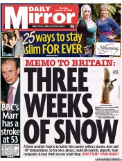 Daily Mirror (UK) Newspaper Front Page for 10 January 2013