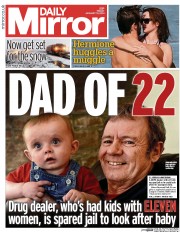 Daily Mirror (UK) Newspaper Front Page for 10 January 2014