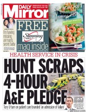 Daily Mirror (UK) Newspaper Front Page for 10 January 2017