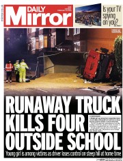 Daily Mirror (UK) Newspaper Front Page for 10 February 2015