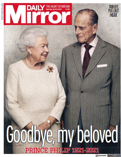 Daily Mirror Newspaper Front Page (UK) for 10 April 2021