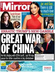 Daily Mirror front page for 10 April 2025