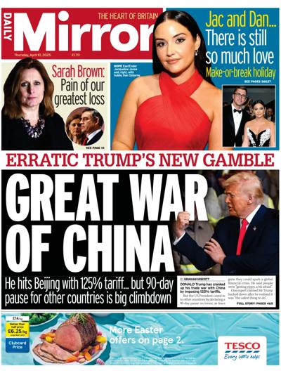 Daily Mirror Newspaper Front Page (UK) for 10 April 2025