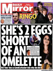 Daily Mirror (UK) Newspaper Front Page for 10 June 2013