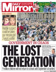 Daily Mirror (UK) Newspaper Front Page for 10 June 2020