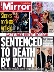 Daily Mirror front page for 10 June 2022