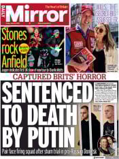 Daily Mirror (UK) Newspaper Front Page for 10 June 2022