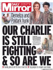 Daily Mirror (UK) Newspaper Front Page for 10 July 2017