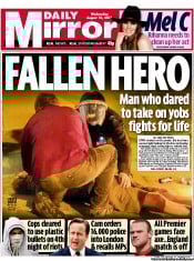 Daily Mirror (UK) Newspaper Front Page for 10 August 2011