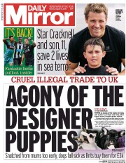 Daily Mirror (UK) Newspaper Front Page for 10 August 2015
