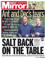 Daily Mirror (UK) Newspaper Front Page for 10 August 2018