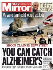 Daily Mirror (UK) Newspaper Front Page for 10 September 2015