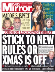 Daily Mirror (UK) Newspaper Front Page for 10 September 2020