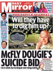 Daily Mirror Newspaper Front Page (UK) for 11 October 2012