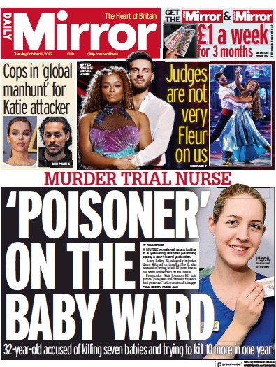Daily Mirror Newspaper Front Page (UK) for 11 October 2022