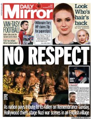 Daily Mirror Newspaper Front Page (UK) for 11 November 2013