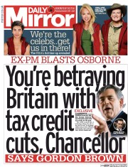 Daily Mirror (UK) Newspaper Front Page for 11 November 2015