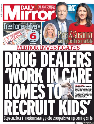 Daily Mirror Newspaper Front Page (UK) for 11 November 2020