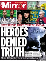 Daily Mirror front page for 11 November 2022