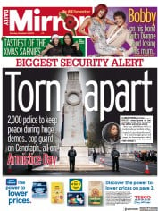Daily Mirror front page for 11 November 2023