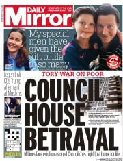Daily Mirror (UK) Newspaper Front Page for 11 December 2015
