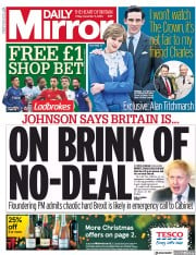 Daily Mirror (UK) Newspaper Front Page for 11 December 2020