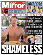 Daily Mirror Newspaper Front Page (UK) for 11 January 2014