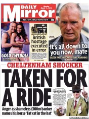 Daily Mirror (UK) Newspaper Front Page for 11 March 2013