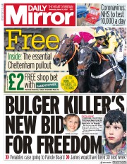 Daily Mirror (UK) Newspaper Front Page for 11 March 2020