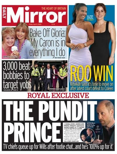 Daily Mirror Newspaper Front Page (UK) for 11 April 2025