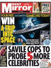 Daily Mirror (UK) Newspaper Front Page for 11 May 2013