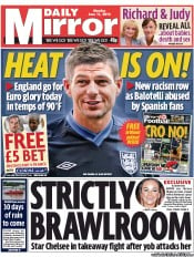 Daily Mirror Newspaper Front Page (UK) for 11 June 2012