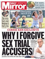 Daily Mirror (UK) Newspaper Front Page for 11 June 2018