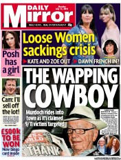 Daily Mirror (UK) Newspaper Front Page for 11 July 2011