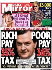 Daily Mirror Newspaper Front Page (UK) for 11 July 2013