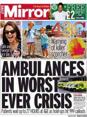 Daily Mirror (UK) Newspaper Front Page for 11 July 2022